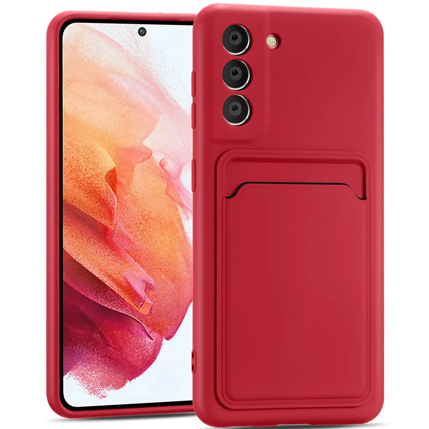 Samsung Galaxy S21 FE - Silikonhülle mit Kartenfach & Kameraschutz