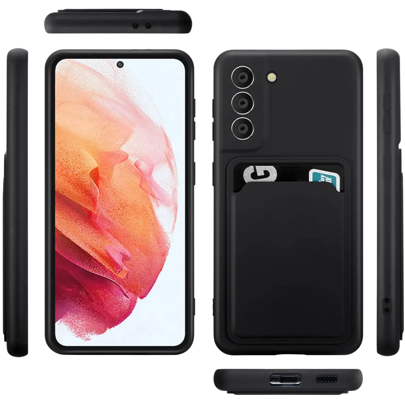 Samsung Galaxy S21 FE - Silikonhülle mit Kartenfach & Kameraschutz