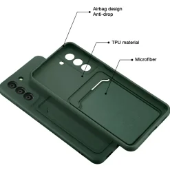 Samsung Galaxy S21 FE - Silikonhülle mit Kartenfach & Kameraschutz