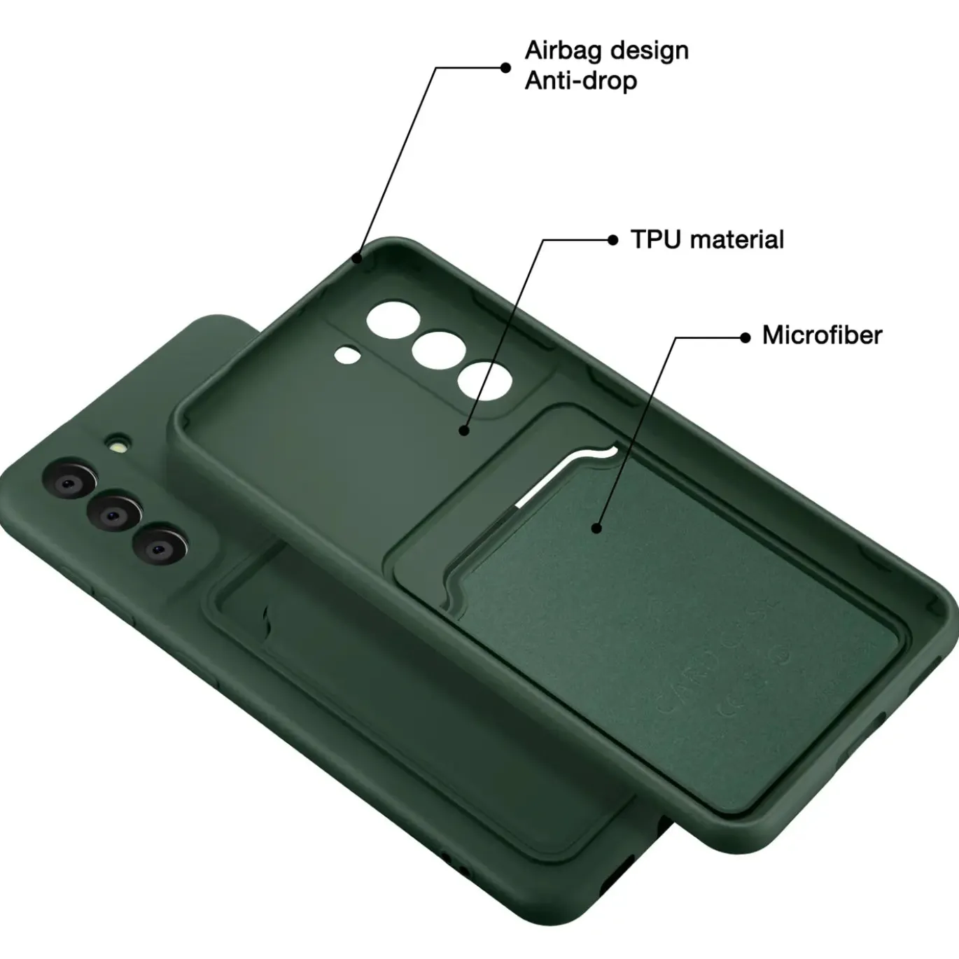 Samsung Galaxy S21 FE - Silikonhülle mit Kartenfach & Kameraschutz