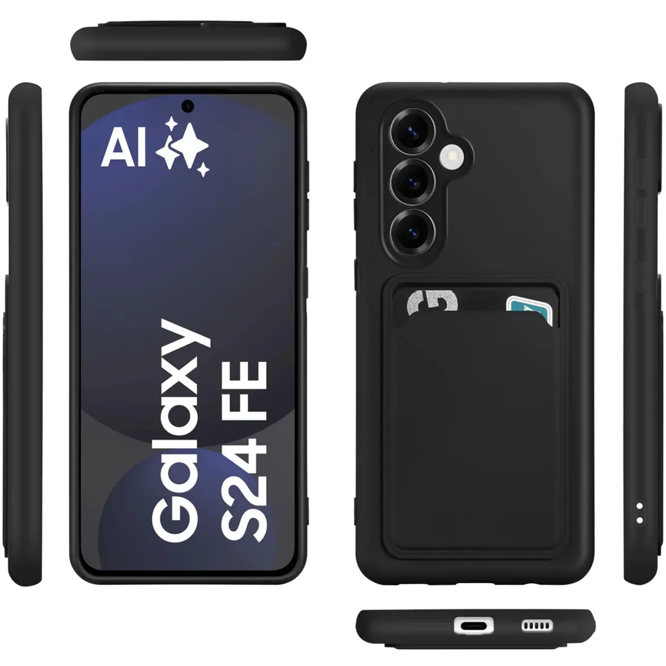 Samsung Galaxy S24 FE - Silikonhülle mit Kartenfach & Kameraschutz