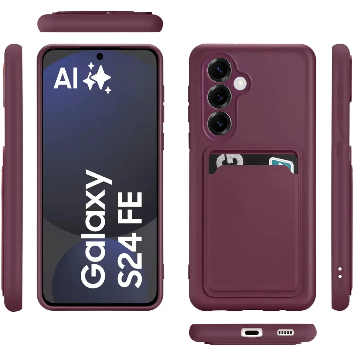 Samsung Galaxy S24 FE - Silikonhülle mit Kartenfach & Kameraschutz