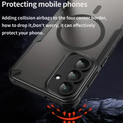 Samsung Galaxy S24 FE - Stoßfestes MagSafe Case in Schwarz mit halbtransparenter Rückseite