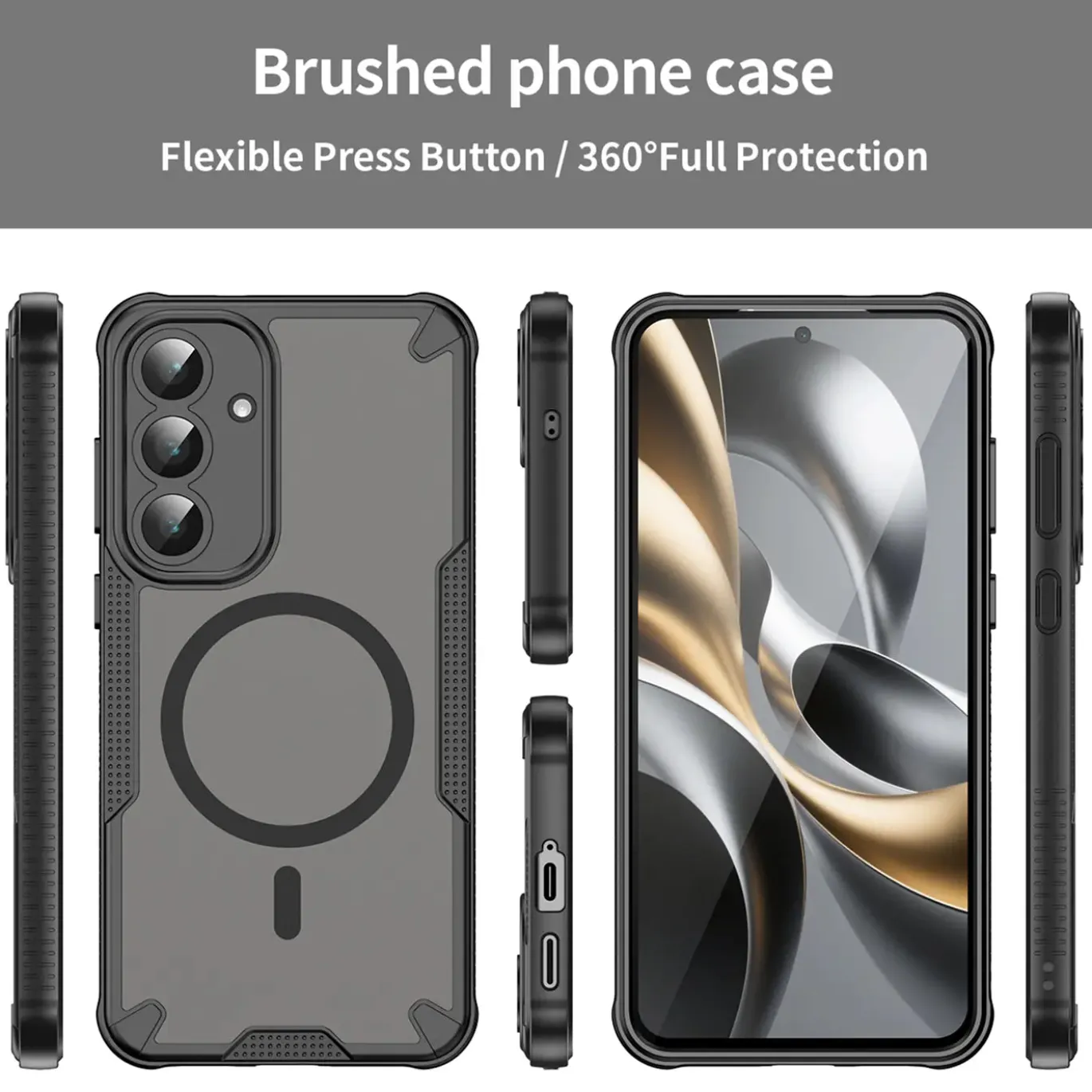 Samsung Galaxy S25 FE - Stoßfestes MagSafe Case in Schwarz mit halbtransparenter Rückseite