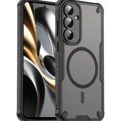 Samsung Galaxy S25 FE - Stoßfestes MagSafe Case in Schwarz mit halbtransparenter Rückseite