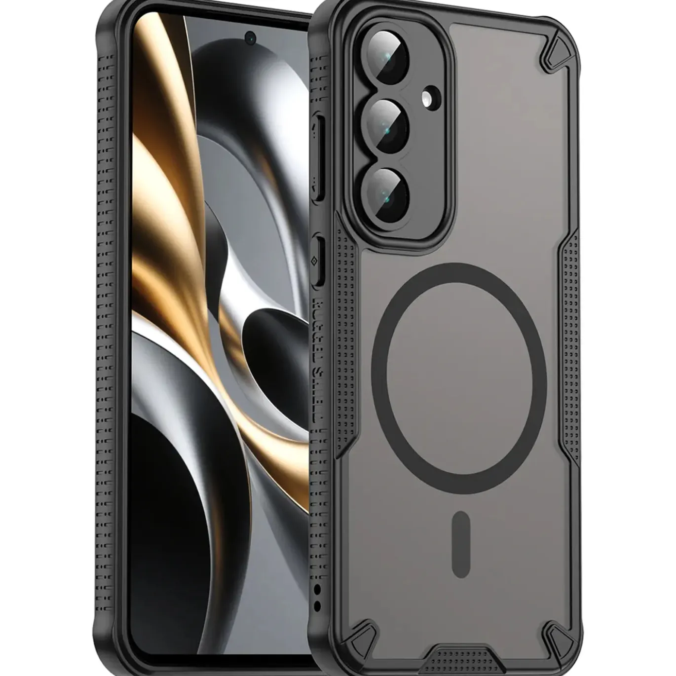 Samsung Galaxy S25 FE - Stoßfestes MagSafe Case in Schwarz mit halbtransparenter Rückseite