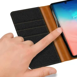 Samsung Galaxy S10 Lite - Jeanslook Klapphülle mit Kartenfach