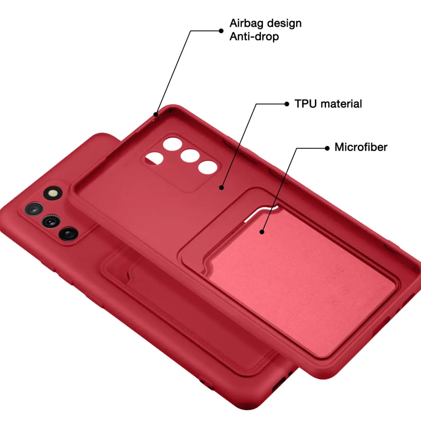 Samsung Galaxy S10 Lite - Silikonhülle mit Kartenfach & Kameraschutz