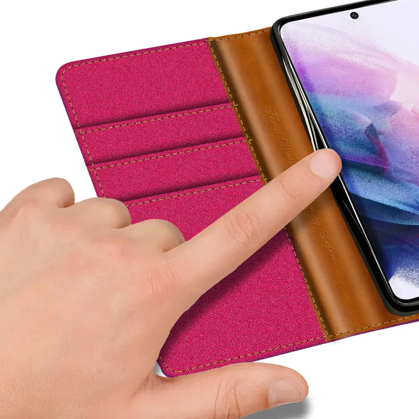 Samsung Galaxy S21 Plus - Jeanslook Klapphülle mit Kartenfach