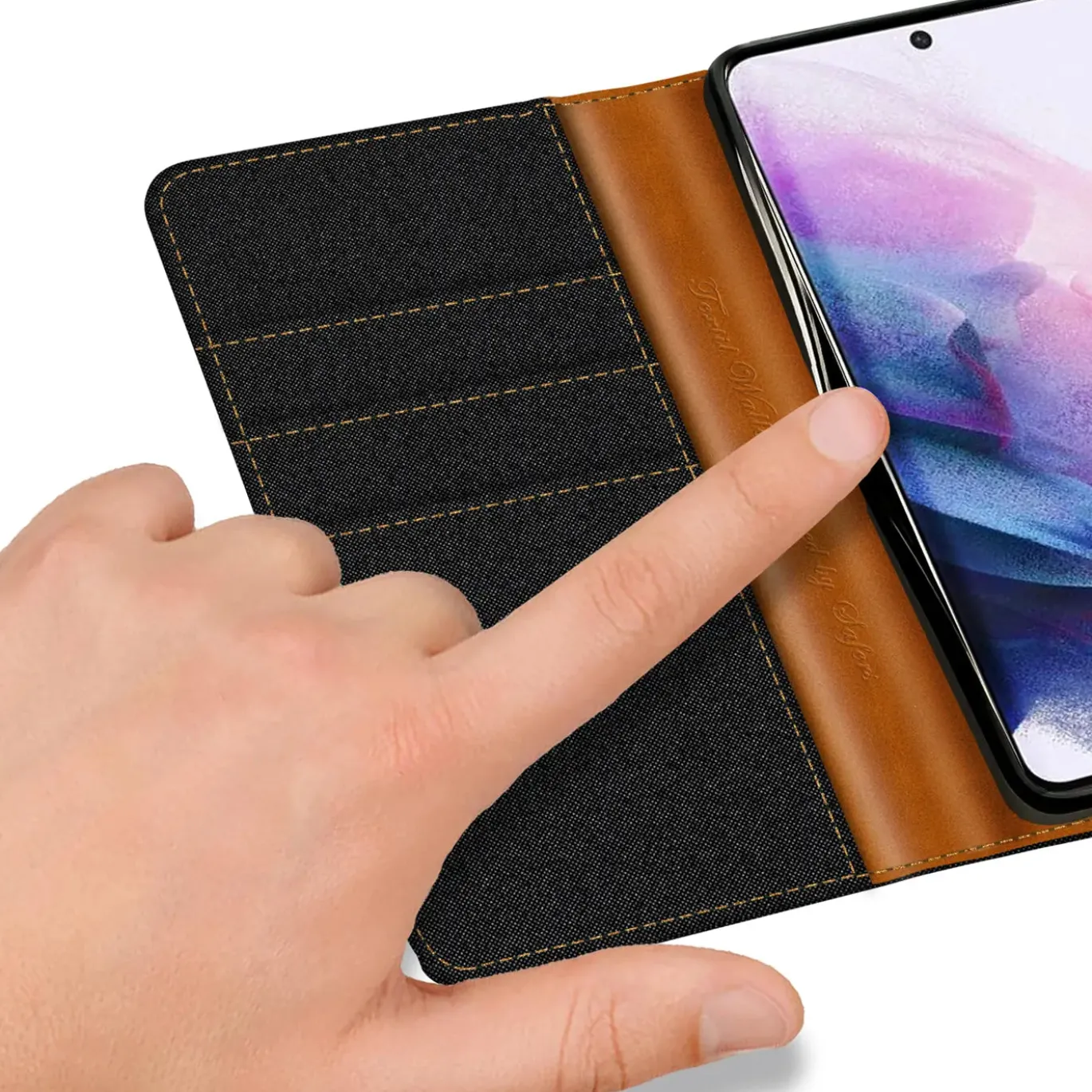 Samsung Galaxy S21 Plus - Jeanslook Klapphülle mit Kartenfach