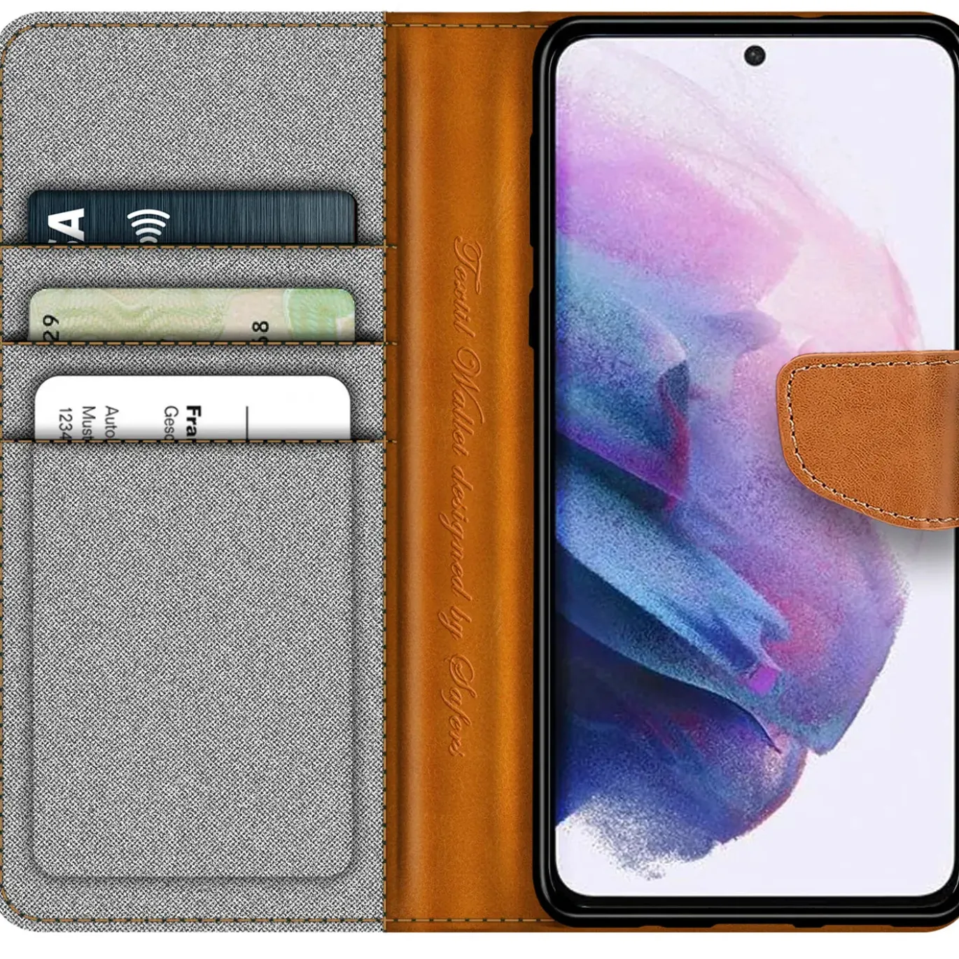 Samsung Galaxy S21 Plus - Jeanslook Klapphülle mit Kartenfach