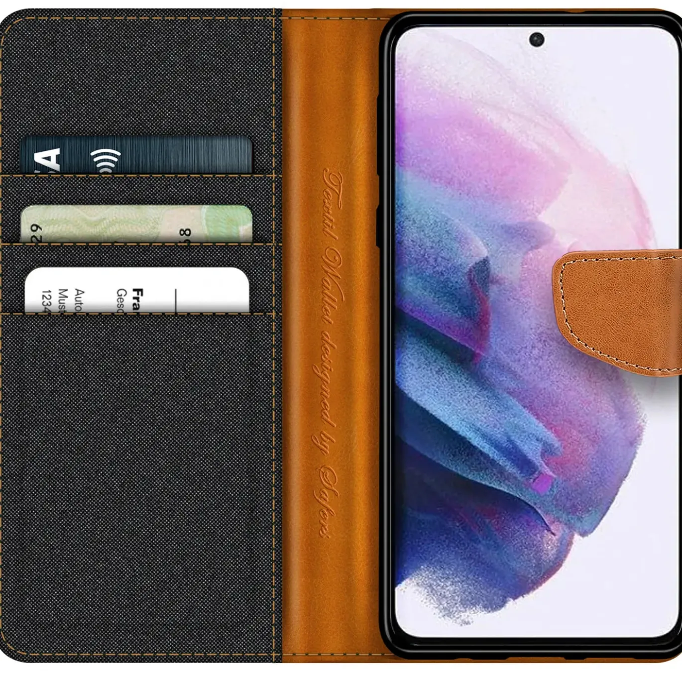 Samsung Galaxy S21 Plus - Jeanslook Klapphülle mit Kartenfach
