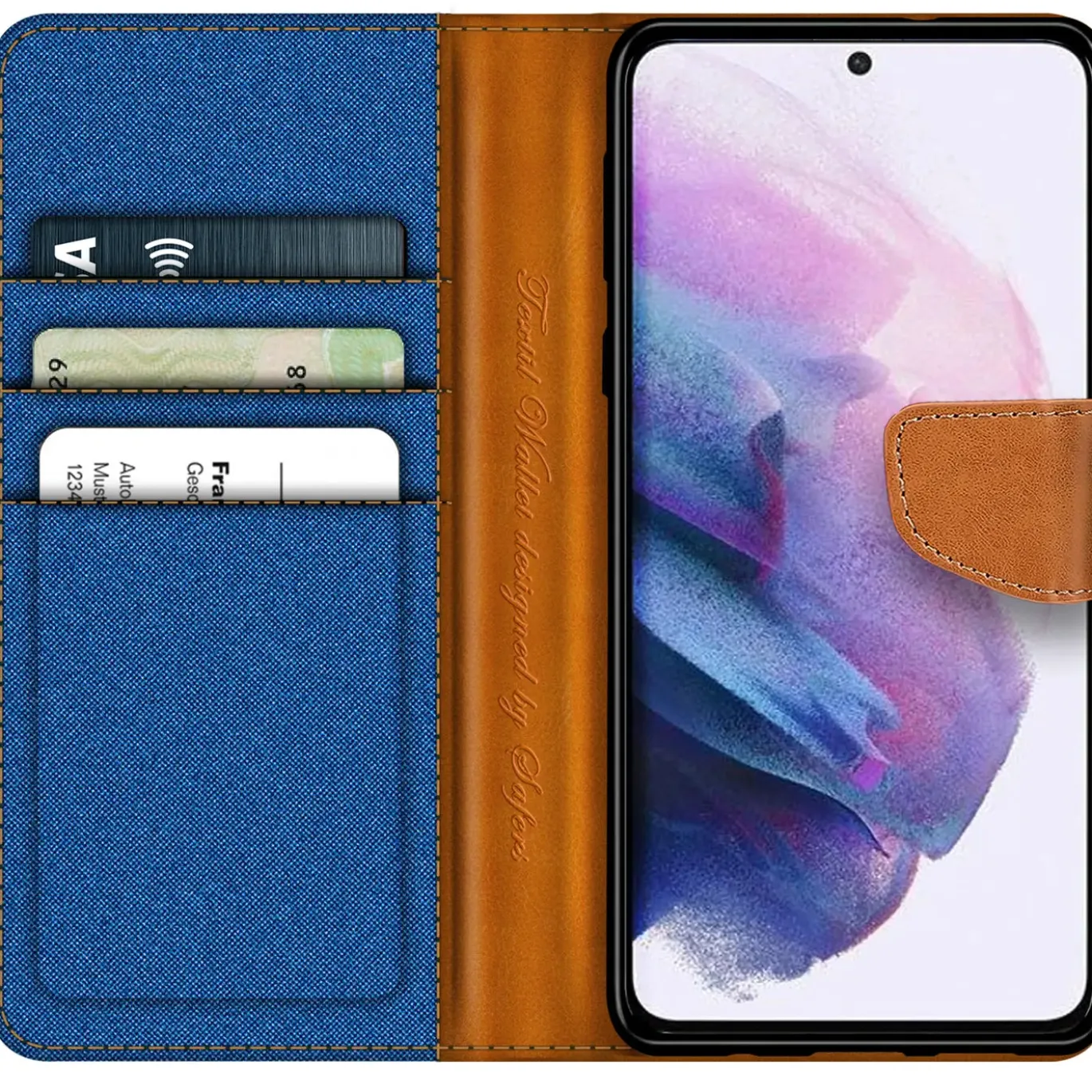 Samsung Galaxy S21 Plus - Jeanslook Klapphülle mit Kartenfach