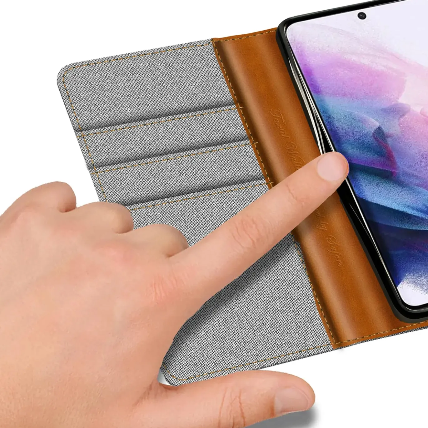 Samsung Galaxy S21 Plus - Jeanslook Klapphülle mit Kartenfach