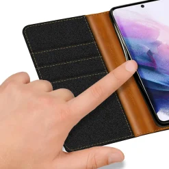 Samsung Galaxy S23 Plus - Jeanslook Klapphülle mit Kartenfach