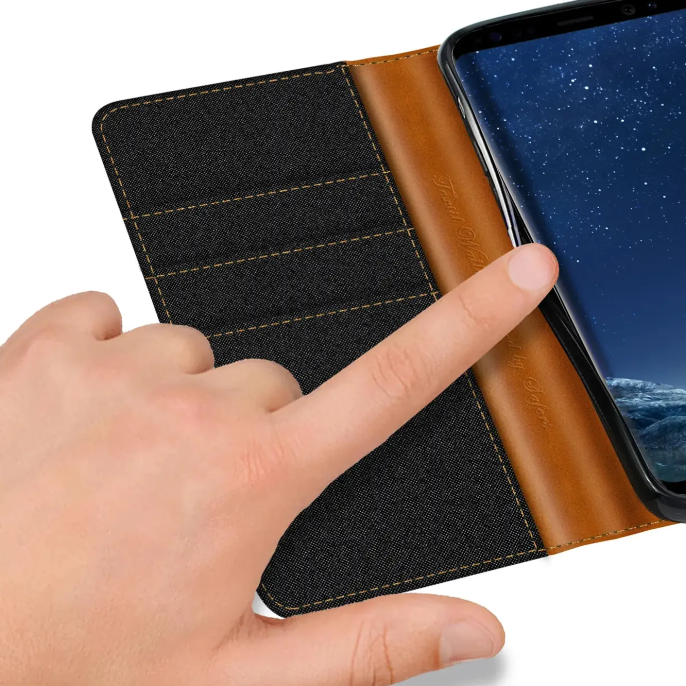 Samsung Galaxy S8 Plus - Jeanslook Klapphülle mit Kartenfach