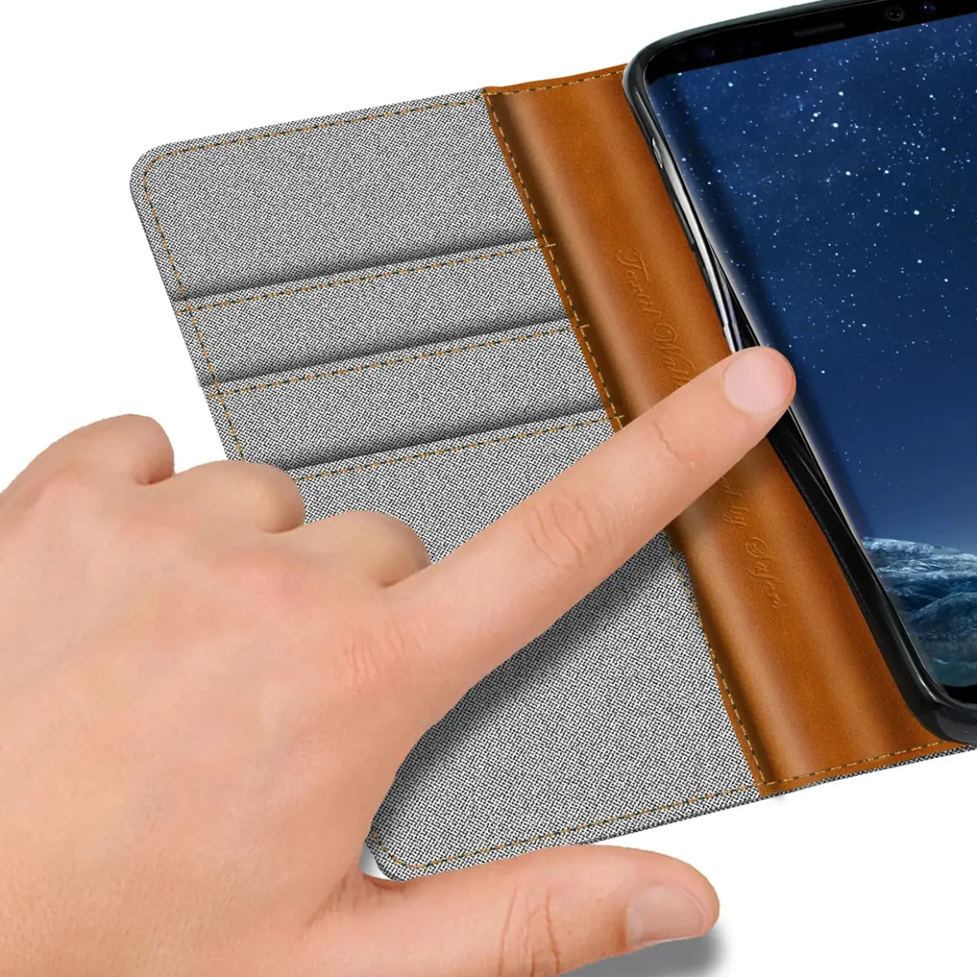 Samsung Galaxy S8 Plus - Jeanslook Klapphülle mit Kartenfach