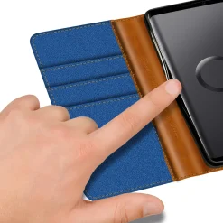 Samsung Galaxy S9 Plus - Jeanslook Klapphülle mit Kartenfach