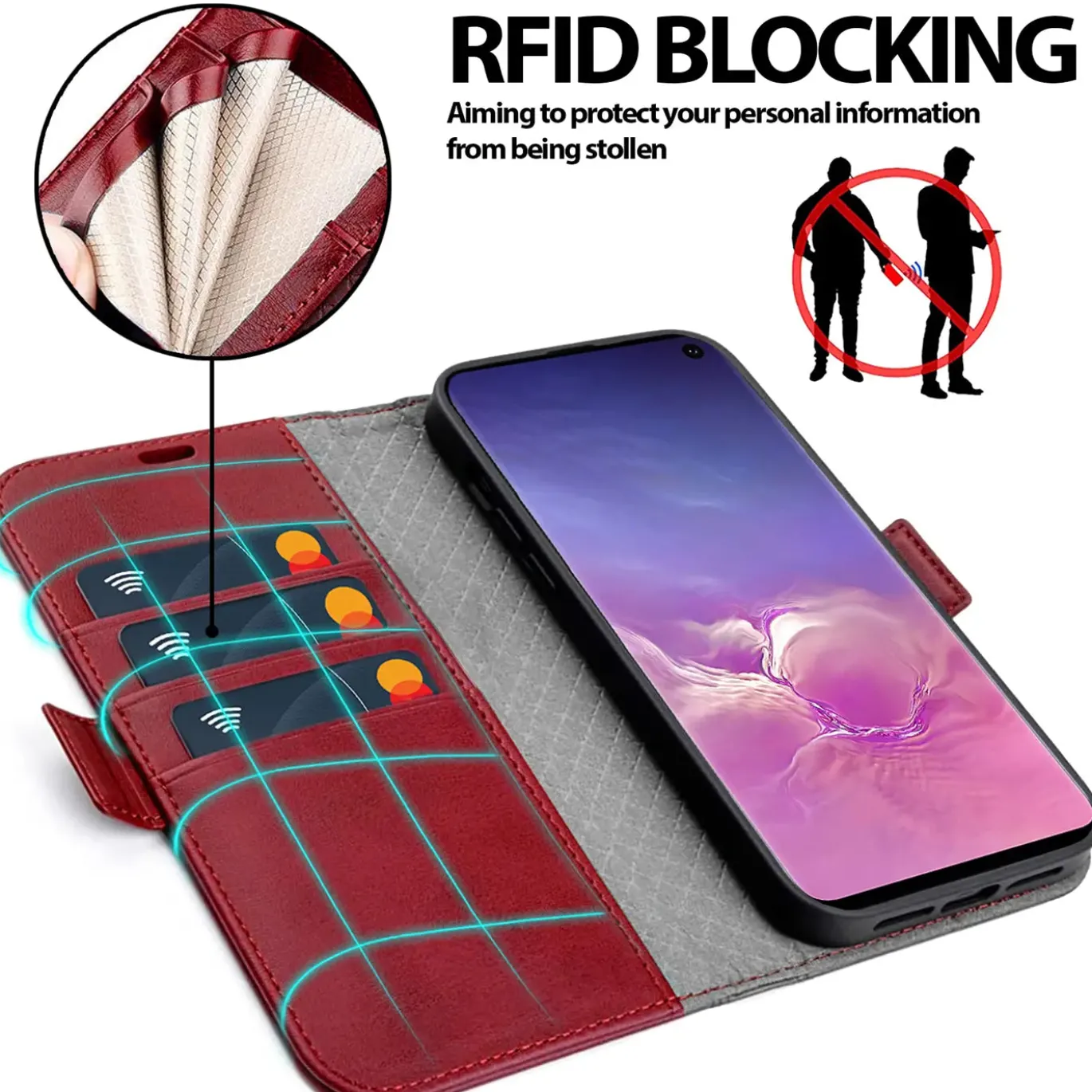Samsung Galaxy S10 Plus - Robuste Klapphülle mit RFID Block