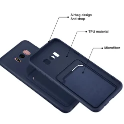 Samsung Galaxy S8 Plus - Silikonhülle mit Kartenfach & Kameraschutz