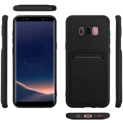 Samsung Galaxy S8 Plus - Silikonhülle mit Kartenfach & Kameraschutz