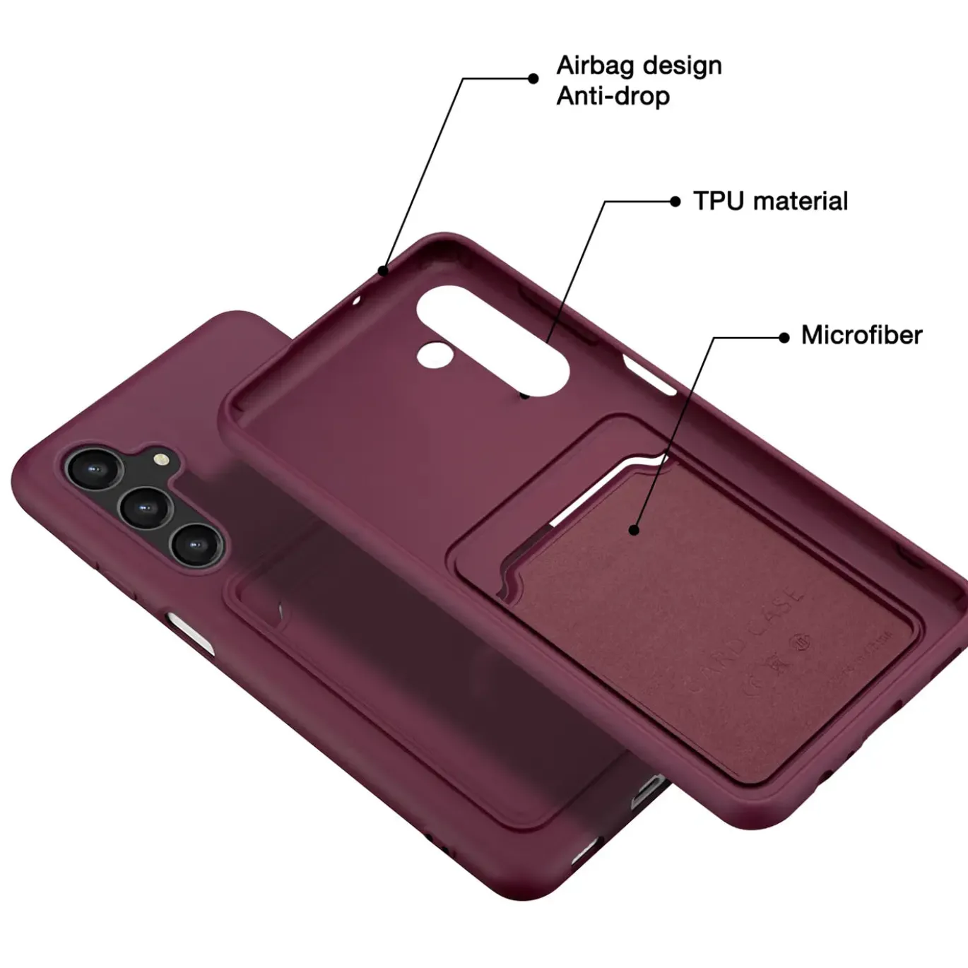 Samsung Galaxy S24 Plus - Silikonhülle mit Kartenfach & Kameraschutz