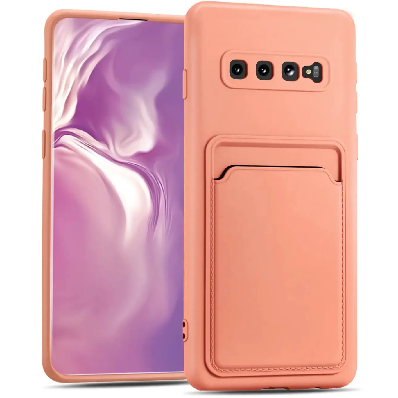 Samsung Galaxy S10 Plus - Silikonhülle mit Kartenfach & Kameraschutz