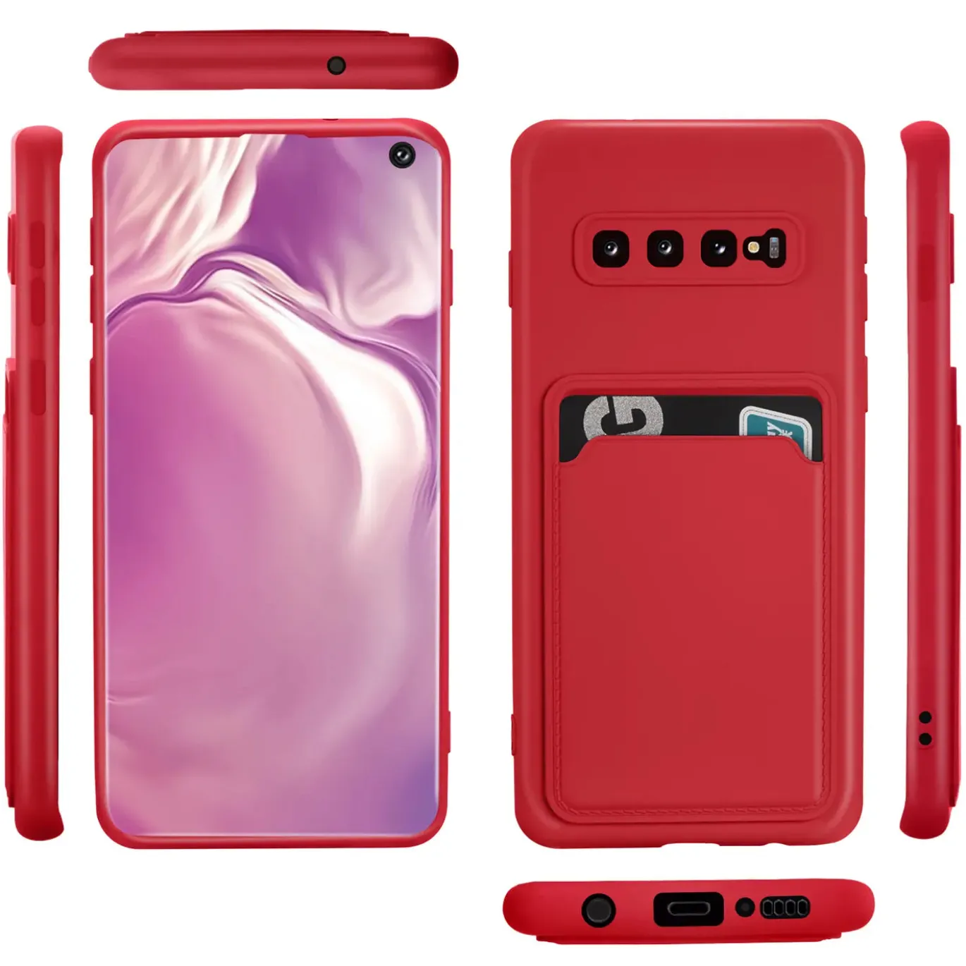 Samsung Galaxy S10 Plus - Silikonhülle mit Kartenfach & Kameraschutz