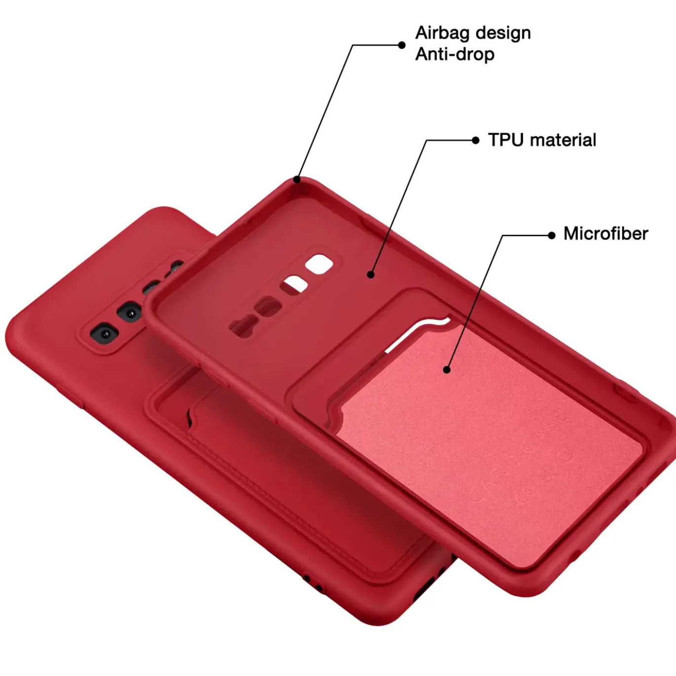 Samsung Galaxy S10 Plus - Silikonhülle mit Kartenfach & Kameraschutz