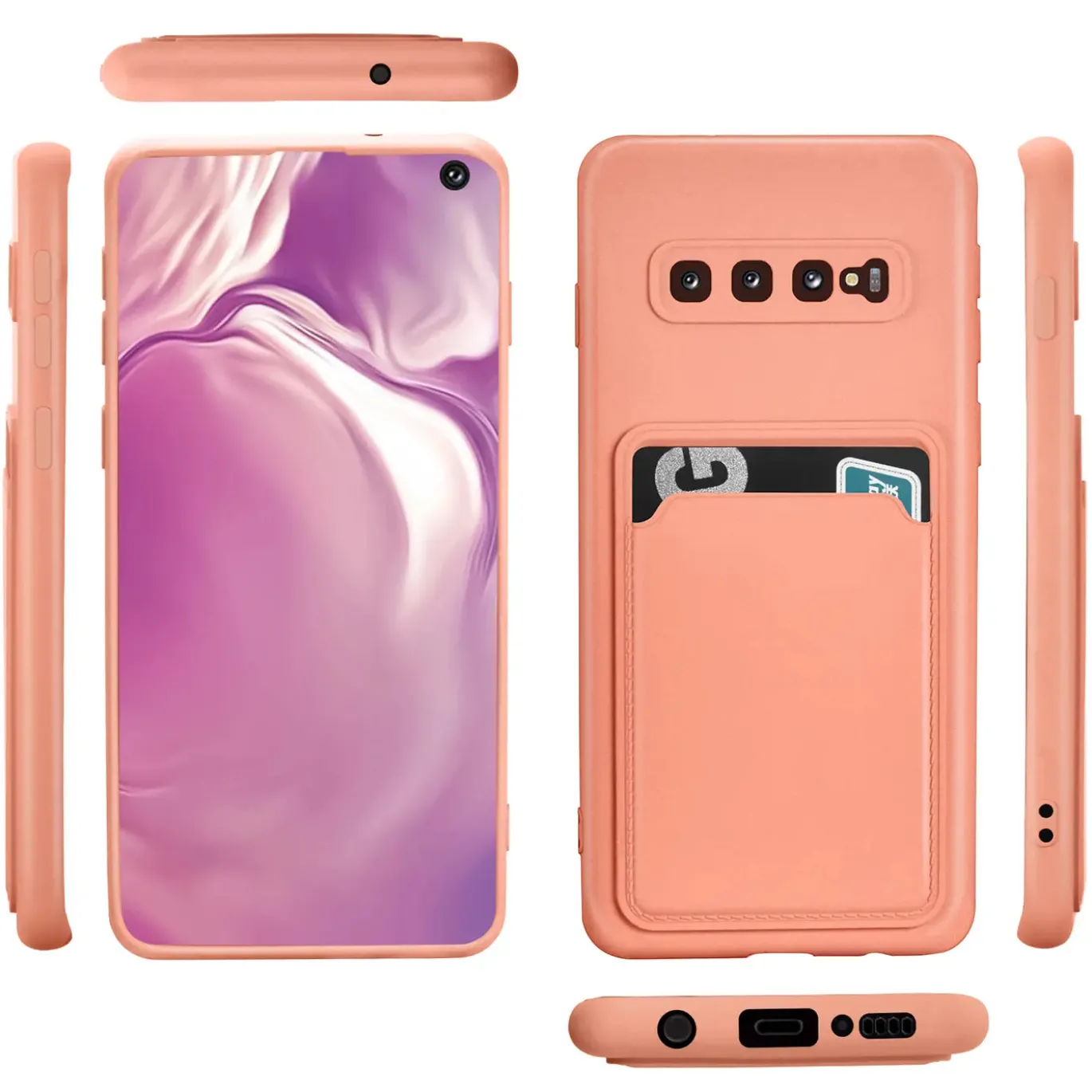 Samsung Galaxy S10 Plus - Silikonhülle mit Kartenfach & Kameraschutz