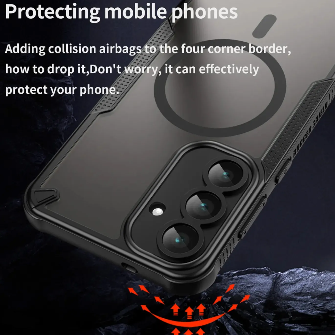 Samsung Galaxy S25 Plus - Stoßfestes MagSafe Case in Schwarz mit halbtransparenter Rückseite