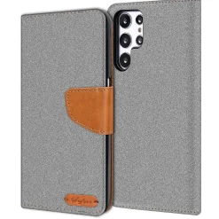 Samsung Galaxy S23 Ultra - Jeanslook Klapphülle mit Kartenfach