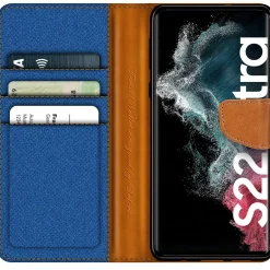 Samsung Galaxy S22 Ultra - Jeanslook Klapphülle mit Kartenfach