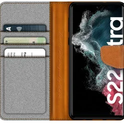 Samsung Galaxy S22 Ultra - Jeanslook Klapphülle mit Kartenfach