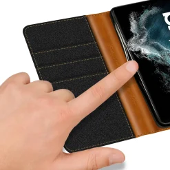 Samsung Galaxy S22 Ultra - Jeanslook Klapphülle mit Kartenfach