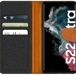 Samsung Galaxy S22 Ultra - Jeanslook Klapphülle mit Kartenfach
