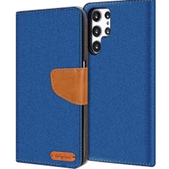 Samsung Galaxy S22 Ultra - Jeanslook Klapphülle mit Kartenfach
