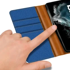 Samsung Galaxy S22 Ultra - Jeanslook Klapphülle mit Kartenfach