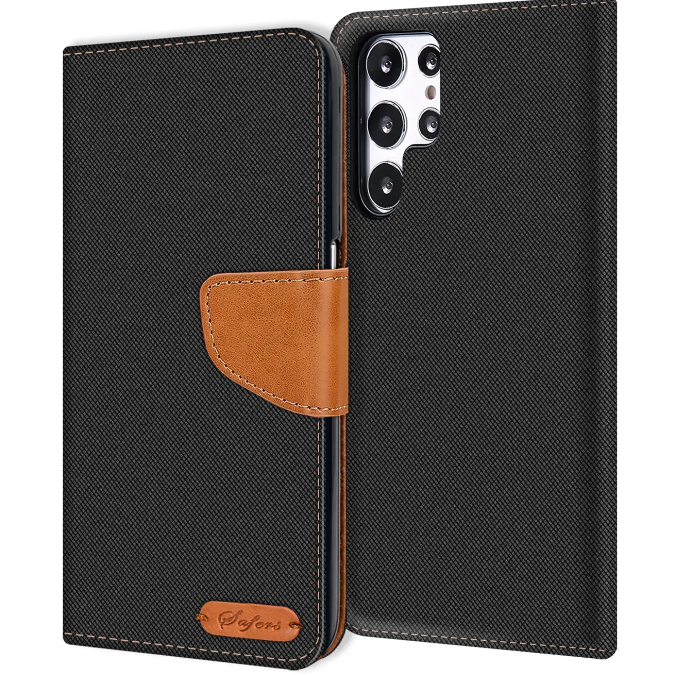 Samsung Galaxy S22 Ultra - Jeanslook Klapphülle mit Kartenfach