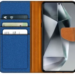 Samsung Galaxy S24 Ultra - Jeanslook Klapphülle mit Kartenfach