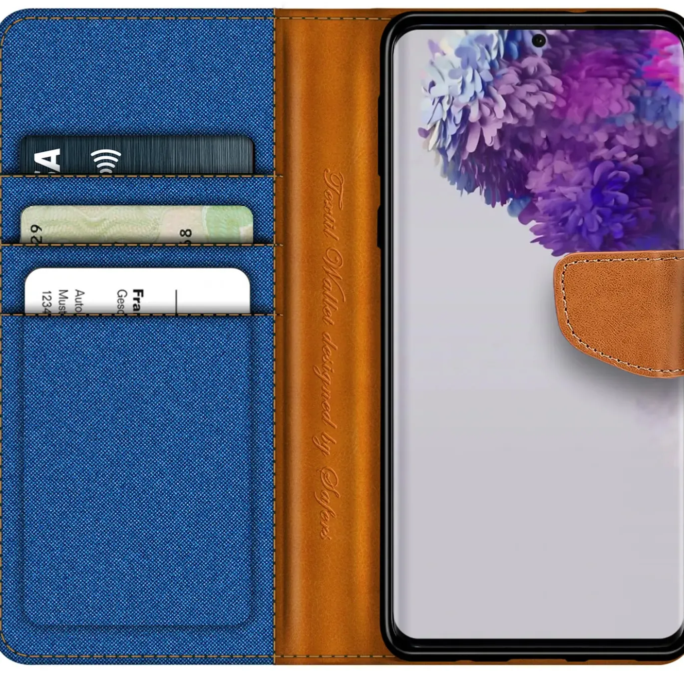 Samsung Galaxy S20 Ultra - Jeanslook Klapphülle mit Kartenfach