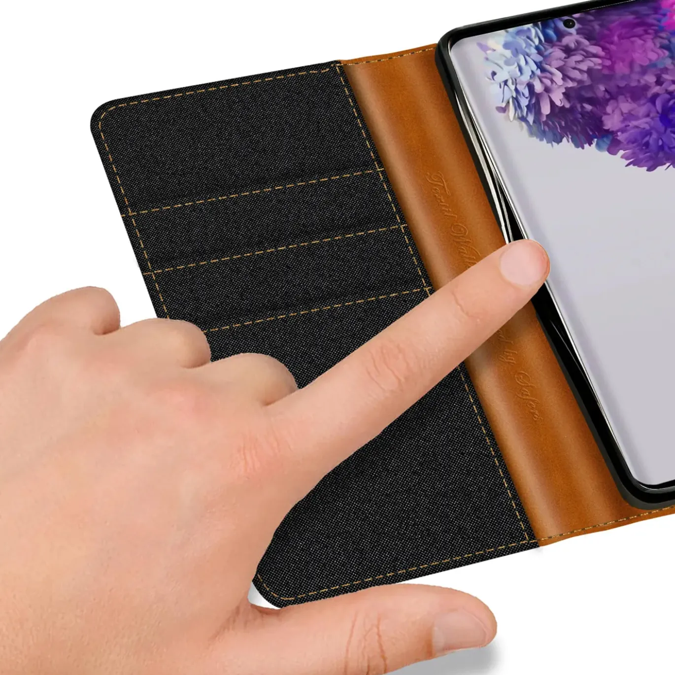 Samsung Galaxy S20 Ultra - Jeanslook Klapphülle mit Kartenfach