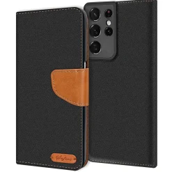 Samsung Galaxy S21 Ultra - Jeanslook Klapphülle mit Kartenfach