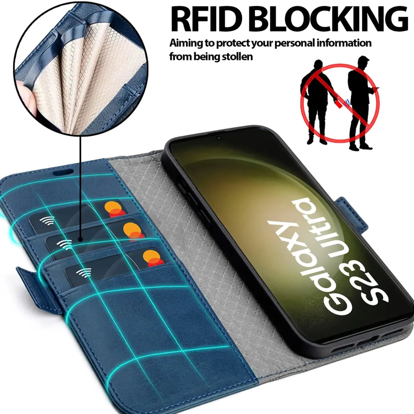 Samsung Galaxy S23 Ultra - Robuste Klapphülle mit RFID Block