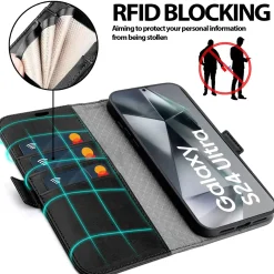 Samsung Galaxy S24 Ultra - Robuste Klapphülle mit RFID Block