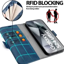 Samsung Galaxy S24 Ultra - Robuste Klapphülle mit RFID Block