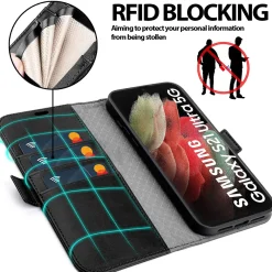 Samsung Galaxy S21 Ultra - Robuste Klapphülle mit RFID Block