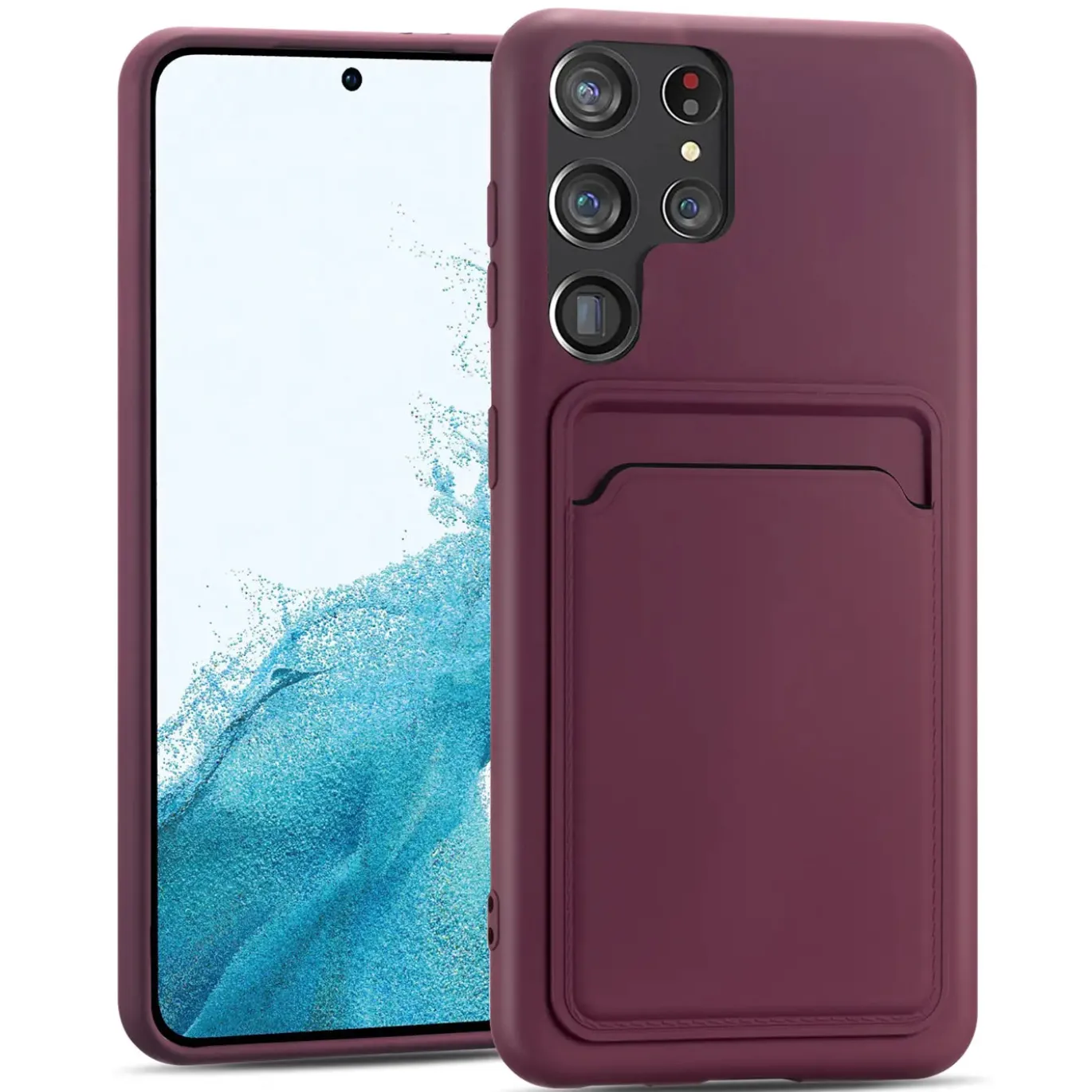 Samsung Galaxy S22 Ultra - Silikonhülle mit Kartenfach & Kameraschutz