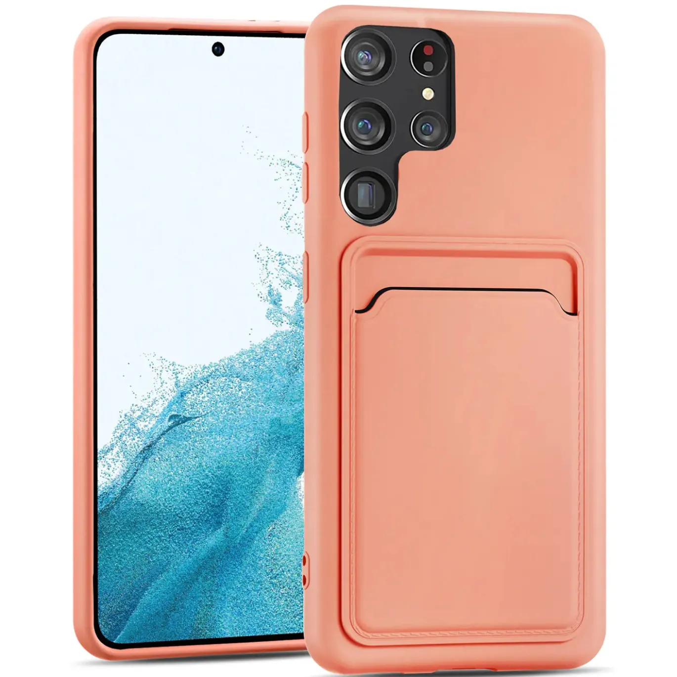 Samsung Galaxy S22 Ultra - Silikonhülle mit Kartenfach & Kameraschutz