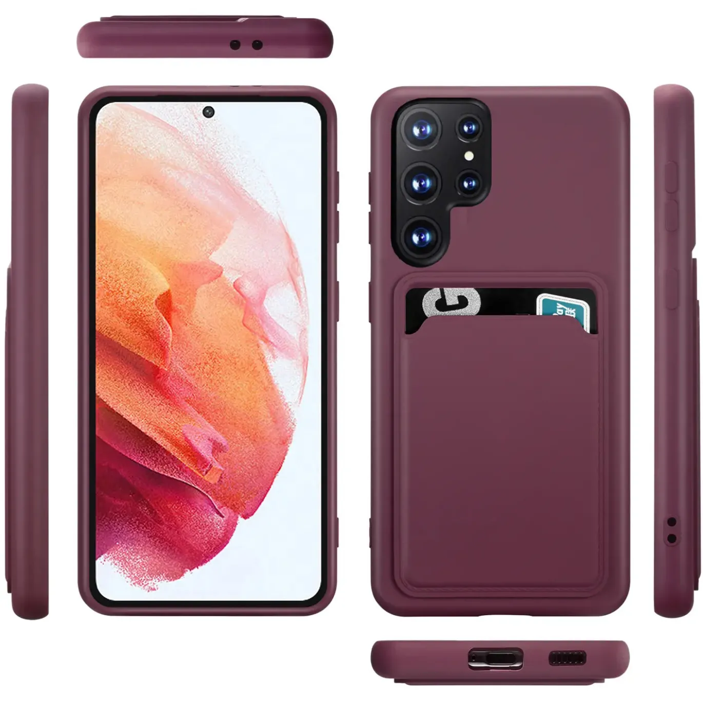 Samsung Galaxy S22 Ultra - Silikonhülle mit Kartenfach & Kameraschutz